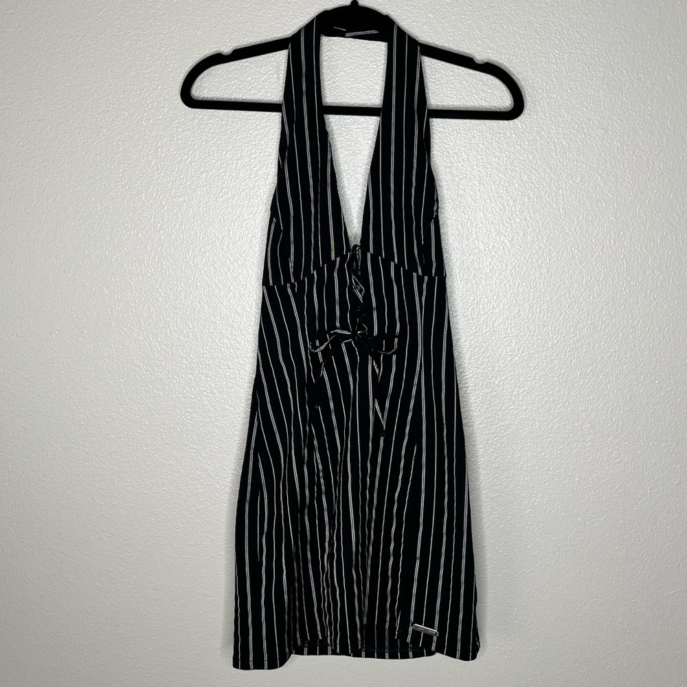 Urban Outfitters Striped Black Halter Dress